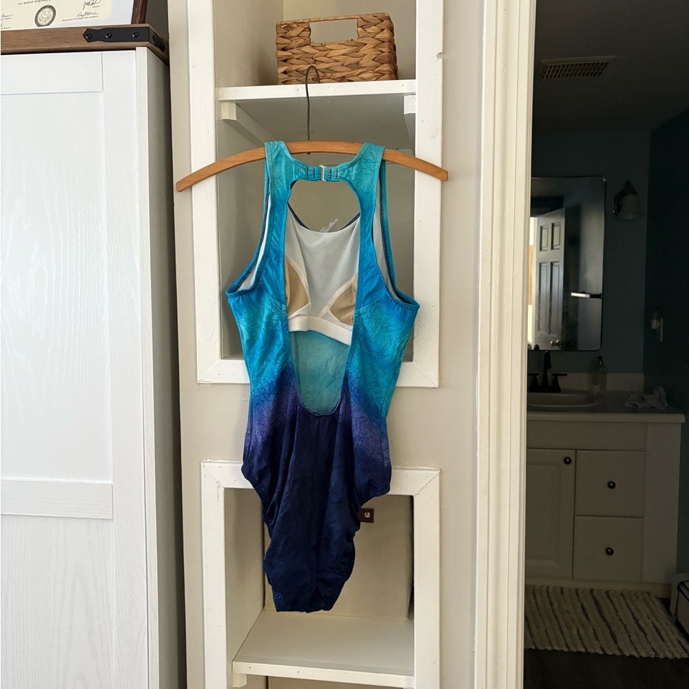 Jantzen Turquoise and Beige Swimsuit - Picture 2 of 4